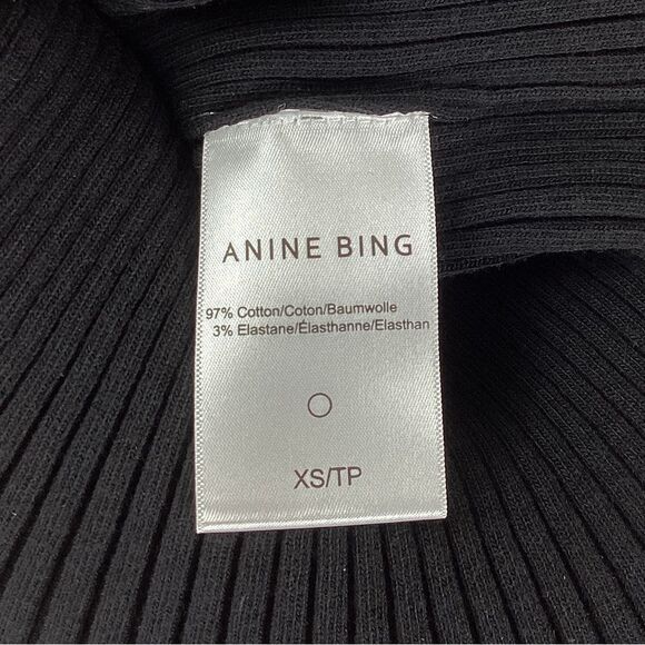 ANINE BING Size XS NWT Victoria Black Ribbed Midi Cutout Sweater Dress Cut Out - Picture 12 of 14